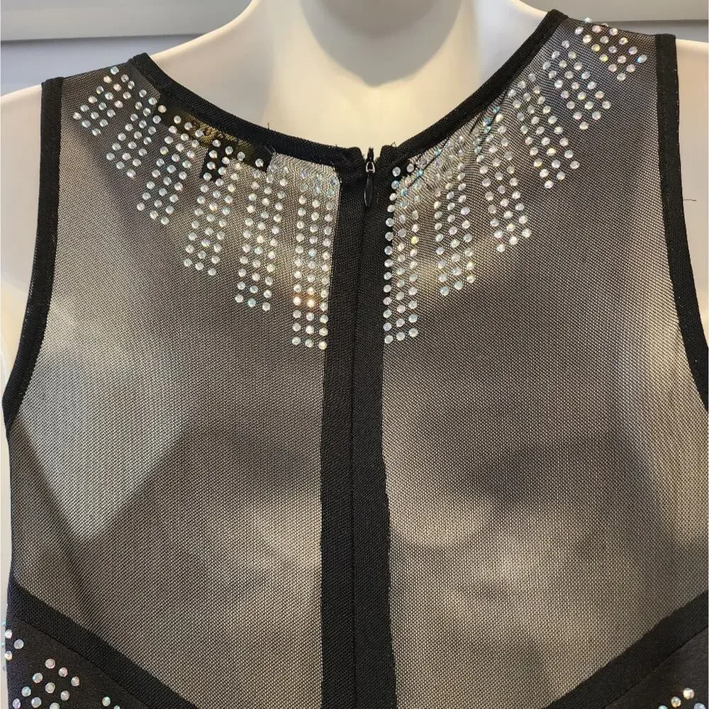 New‎ J. Our Rhinestone Jumpsuit Party Wedding Special Event Black Silver Size M